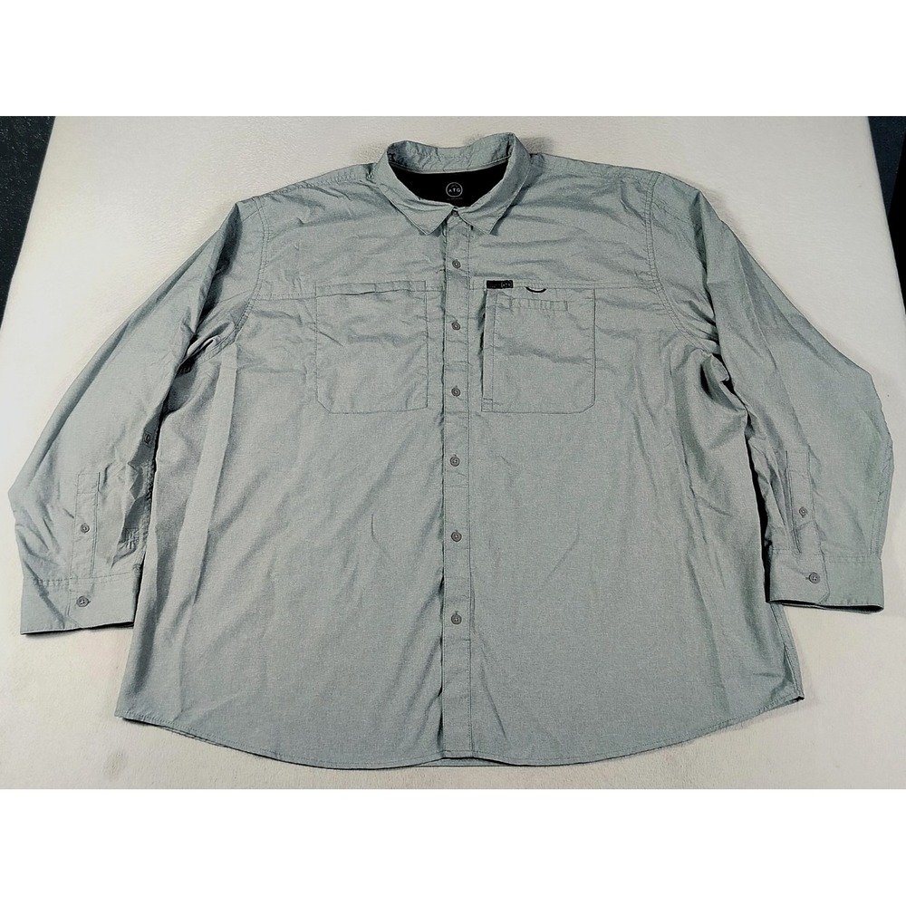 Wrangler ATG Mens Big 4X Long Sleeve Fishing Shirt Outdoor Sage Gray Performance
